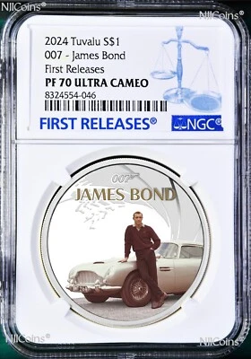 2024 James Bond Sean Connery SILVER PROOF $1 1oz COIN NGC PF70 Aston Martin DB5 - Image 1 of 4