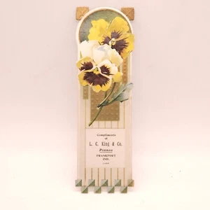 Cable Piano Co Bookmark Antique Victorian Trade Card King & Co Frankfort Indiana - Picture 1 of 5