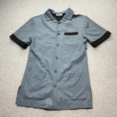Camisa de Trabajo Uniforme Cintas Manga Corta Abotonada Gris Oscuro Talla XS Foto 1 de 4