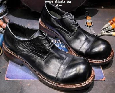 Men's British Lace Up Shoes Real Leather Round Toe handmade Dress Formal Shoes - Image 1 of 4