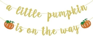 A Little Pumpkin Is On The Way Baby Shower Fall Banner Gender Reveal Party Decor - Picture 1 of 6
