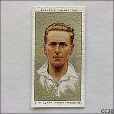 John Player Cricketers 1934 #6 E.W. Clark Cigarette Card (CC30)