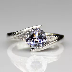 Round Cut 2.30CT Simulated Diamond Solitaire Engagement Ring 14K White Gold Over - Picture 1 of 8
