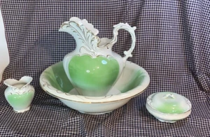 Antique Dresden Bowl and Pitcher with Shaving accessory and Powder bowl and lid - Picture 1 of 12