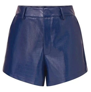THE NOLI SHOP CROCO FAUX LEATHER SHORT - MIDNIGHT BLUE SZ 4 NWT - Picture 1 of 10