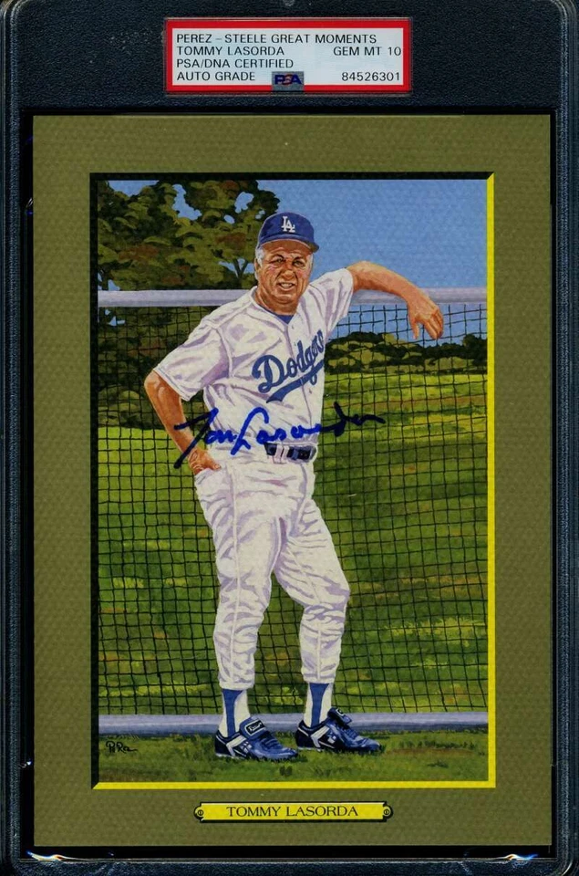 Tommy Lasorda Gem Mint 10 PSA DNA Slabbed Signed Perez Steele Great Moments Auto - Image 1 of 1