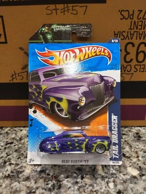 Hot Wheels Tail Dragger Heat Fleet 11 98/244 8/10 Purple Green Lantern DC Comic  - Image 1 of 4