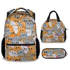 Cat Backpack With Lunch Box And Pencil Case Set 3 In 1 Matching Girls Boys Color