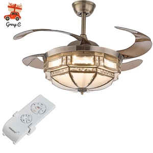 42” Tiffany Style Ceiling Fan with Light LED Chandelier Remote Control Fandelier - Picture 1 of 22