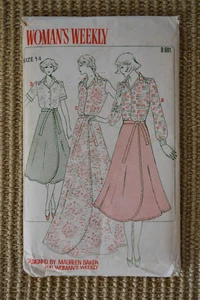 DE COLECCIÓN AÑOS 70 MUJER SEMANAL FALDA Y BLUSA PATRONES B691 PANADERO MAUREEN 14 - Imagen 1 de 3