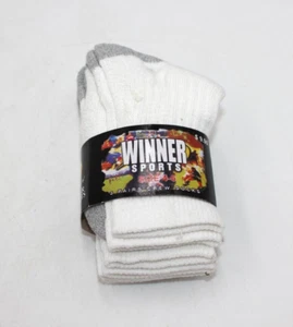 Boy’s Crew Socks Comfort NEW 3 Pairs Winner Sports White Gray Size 4-6 - Picture 1 of 5