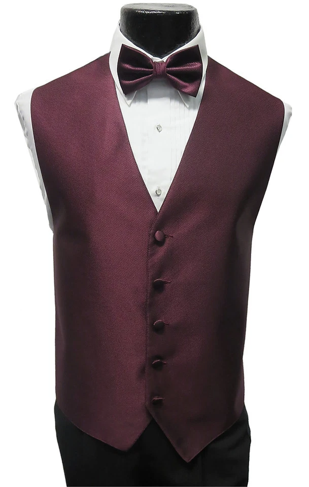 Medium Mens Wine Burgundy Ralph Lauren Tuxedo Fullback Vest & Tie Wedding Prom - Image 1 of 1