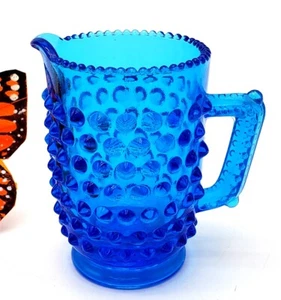Fenton Hobnail Cream, Syrup Pitcher Colonial Blue - Picture 1 of 13