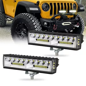 2PCS 6Inch Side Shooter LED Light Bar Dual Row Spot Flood Light Cube Pods - Picture 1 of 12
