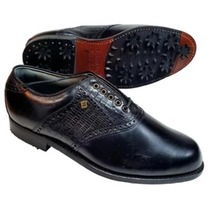 Footjoy Premiere Classics Dry Golf Shoes Men's 8.5 E Calfskin Black Retile 50187 - Picture 1 of 14