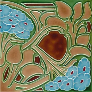 Juego de murales de mayólica rara de reproducción de azulejos de cerámica alemanes Art Nouveau vintage - Imagen 1 de 13