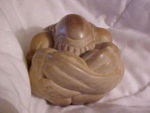 Vintage Carved Wood Figure SUMU WRESTLER Curled Up in a Ball - Picture 1 of 5