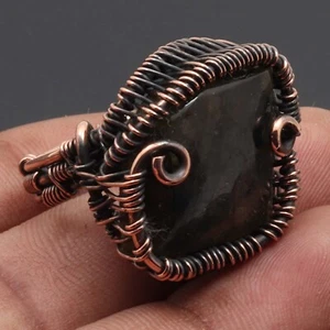 G4380 Fiery Labradorite Gemstone Copper Wire Wraaped Ring US 6 Jewelry - Picture 1 of 3