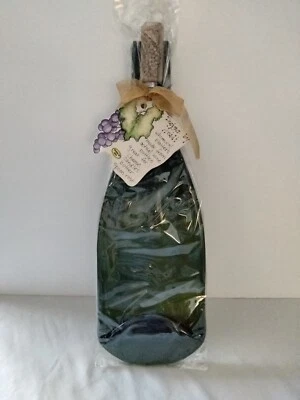 Wine Bottle Cheese Platter with Cork Handle Cheese Knife - Made in USA - NEW - Image 1 of 4