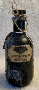 Potion Bottle Black Glass Creepy Halloween Prop Decor Handmade 6” - Picture 1 of 2