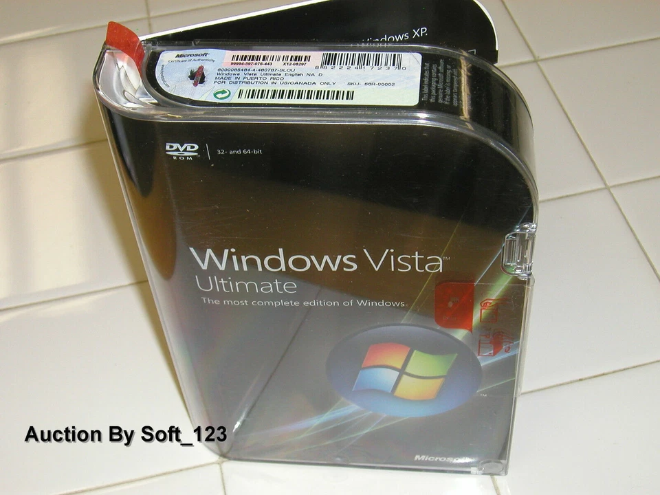 Microsoft Windows Vista Ultimate Full 32 Bit & 64 Bit DVDs =NEW SEALED BOX= - Image 1 of 4