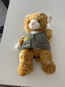 Animaland Tabby Cat Tan White Plush Stuffed Animal Toy 2004 Vest With Hang Tag - Picture 1 of 7