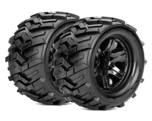Roapex Reifen 1/10 Monster Truck montiert 0 offset Schwarz Felgen 12mm Hex Morph - Bild 1 von 1