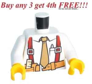 ☀️NEW LEGO Minifigure Minifig Torso Body Suit Tie Contractor Foreman Uniform - Picture 1 of 3