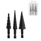 3Pcs Coated Straight Groove Step Drill Bit 3-12mm 4-12mm 4-20mm Hole Cutter