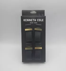 Set Of 4 Kenneth Cole New York Drawer Black Brass Leather Drawer Pulls 3" - Picture 1 of 11