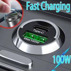 Cargador de teléfono USB tipo C QC3.0 carga rápida negro para accesorios interiores de automóvil - Imagen 1 de 10