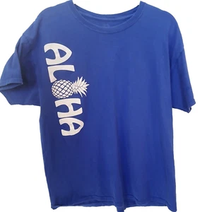 Aloha Blue Men's Large Graphic Tee L Hawaii short sleeve Island party T-Shirt - Picture 1 of 3