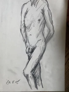 FRANZ EHMKE 1928-2018 DDR MALER PASTELL IM GARTEN °AKT MANN MÄNNLICHER KÖRPER - Bild 1 von 2