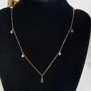 Collar Gargantilla Jbalducci Aguamarina y Perla Gota Rocío 14K GF 16" - Imagen 1 de 7