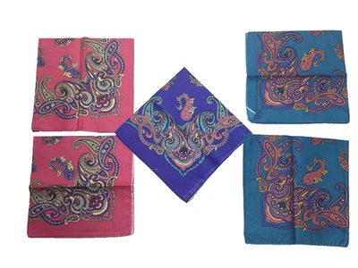 5 pañuelos de cachemira Wamcraft rosa verde azulado púrpura años 90 hechos en algodón EE. UU. RN 14193 Foto 1 de 4