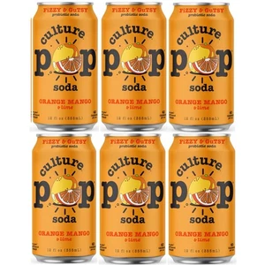 Culture Pop Soda Sparkling Probiotic Drink, Orange Mango & Lime, 12oz, 6 cans - Picture 1 of 4