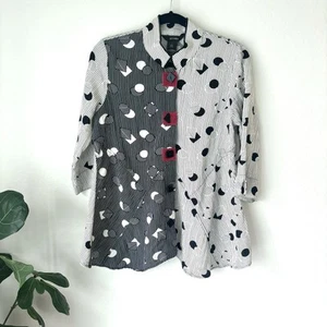 Ali Miles Tunika Shirt mit Bügelkragen Damen S blau Art to Wear - Bild 1 von 6