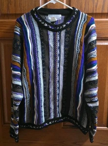 Vintage strukturierter COOGI Style Pullover Erwachsene L lila 3D Strick Cosby Biggie Rap - Bild 1 von 3