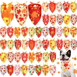 Preboun 50 Pezzi Bandana Autunno Zucca Cane Bulk Foglie d'Acero Bandana per Cani Tr... - Foto 1 di 6