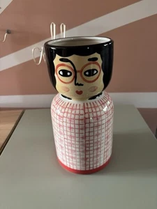Habitat Abstrakt Gläser Gesicht Keramik Vase Koralle Rot & Schwarz - Bild 1 von 4