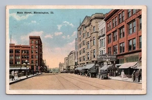 Postal vintage de Illinois Bloomington Main Street View 1921 - Imagen 1 de 2