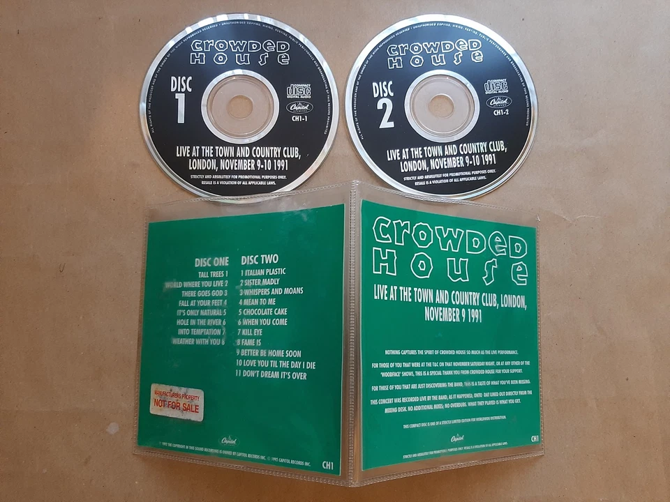 Crowded House – Live at Town & Country Club 1991 (RARE UK 2 CD PROMO SET) Foto 1 de 1