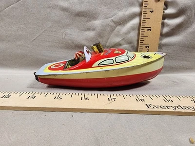 Vintage Schylling Tin Litho Toy Boat Steam Powered Engine CompleteWorks  - Image 1 of 4