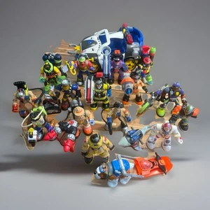 Lot FP Rescue Heroes 15 Action Figures Police Cycle Dog Car Backpack Plus Extra - Picture 1 of 24