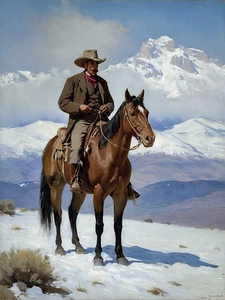 Horse Cowboy Farm Rustic Cattle Cowboy High Quality Canvas/Photo Paper PA108 - Picture 1 of 6