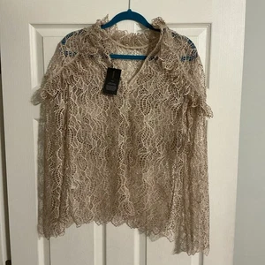 Acler Damen tätowiertes Shirt US Größe 2 elfenbeinfarben - Bild 1 von 6