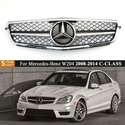Front Grill w/Emblem Grille For Mercedes Benz W204 2008-2014 C200 C250 C300 C350 - Image 1 of 4