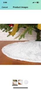 Sattiyrch Faux Fur Christmas Tree Skirt 18” White For Small Tree - Picture 1 of 2