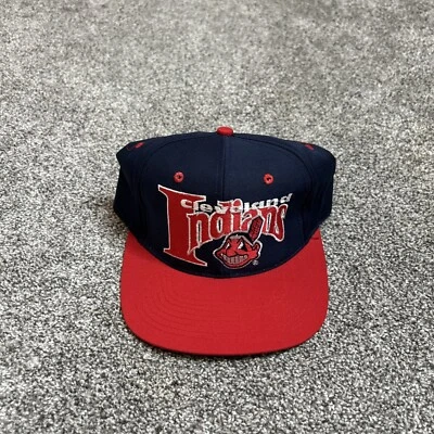Vintage Cleveland Indians The Game Fitted Hat Big Spell Out Logo Size 7 1/8 - Image 1 of 4