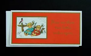 #F445- VTG Unused Erica Von Kager Brownie Xmas Greeting Card Angels Napping - Picture 1 of 2